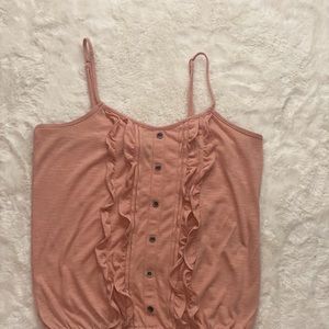 Pink Ruffle Tank Top